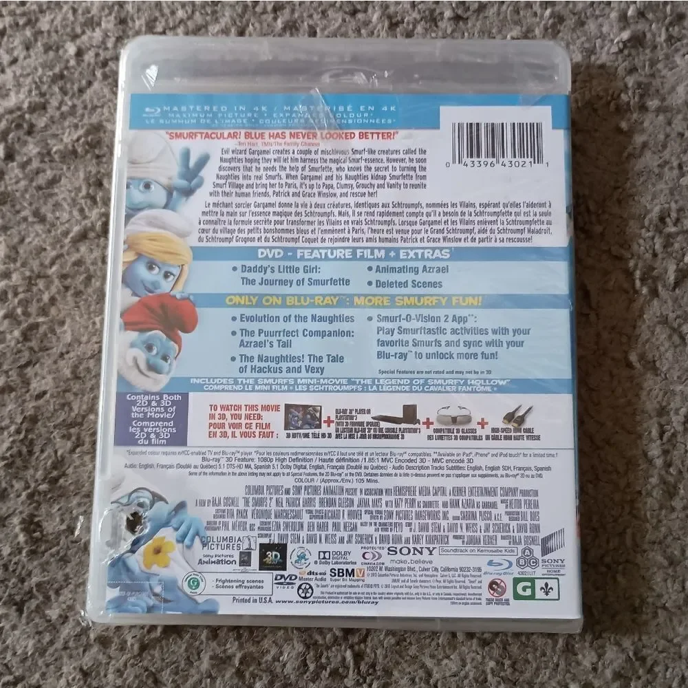The Smurfs 2 Blu-ray/DVD/3D Blu-ray BRAND NEW SEALED